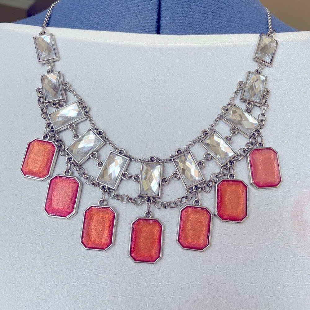 NY&Co Coral and Silver Necklace